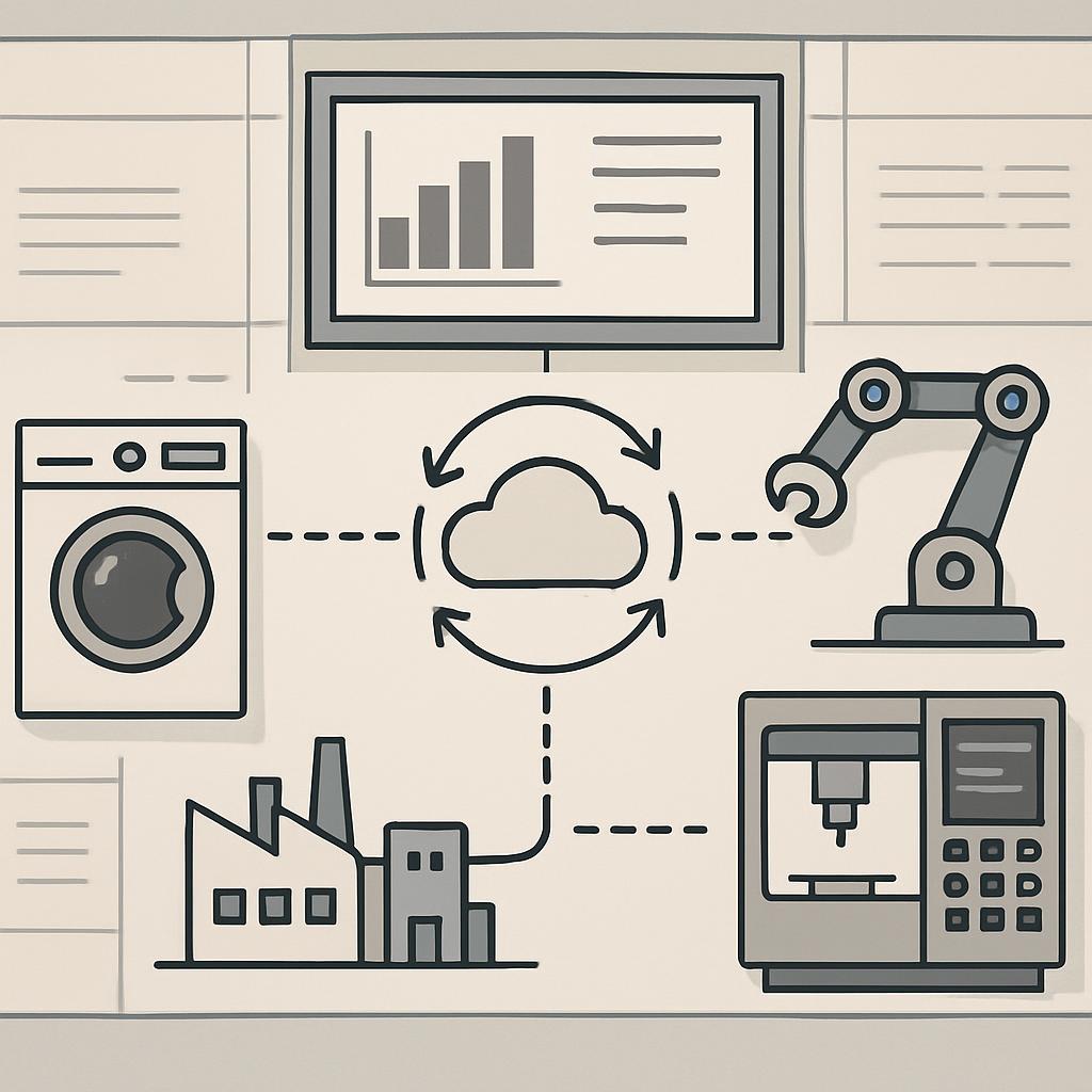 The image shows a cloud computing system and an industry 4.0. This image will use all language: Chinese (Taiwan) For all T...